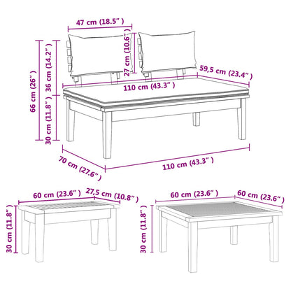 Gartensofa-set 5 pcs Braun und Grau