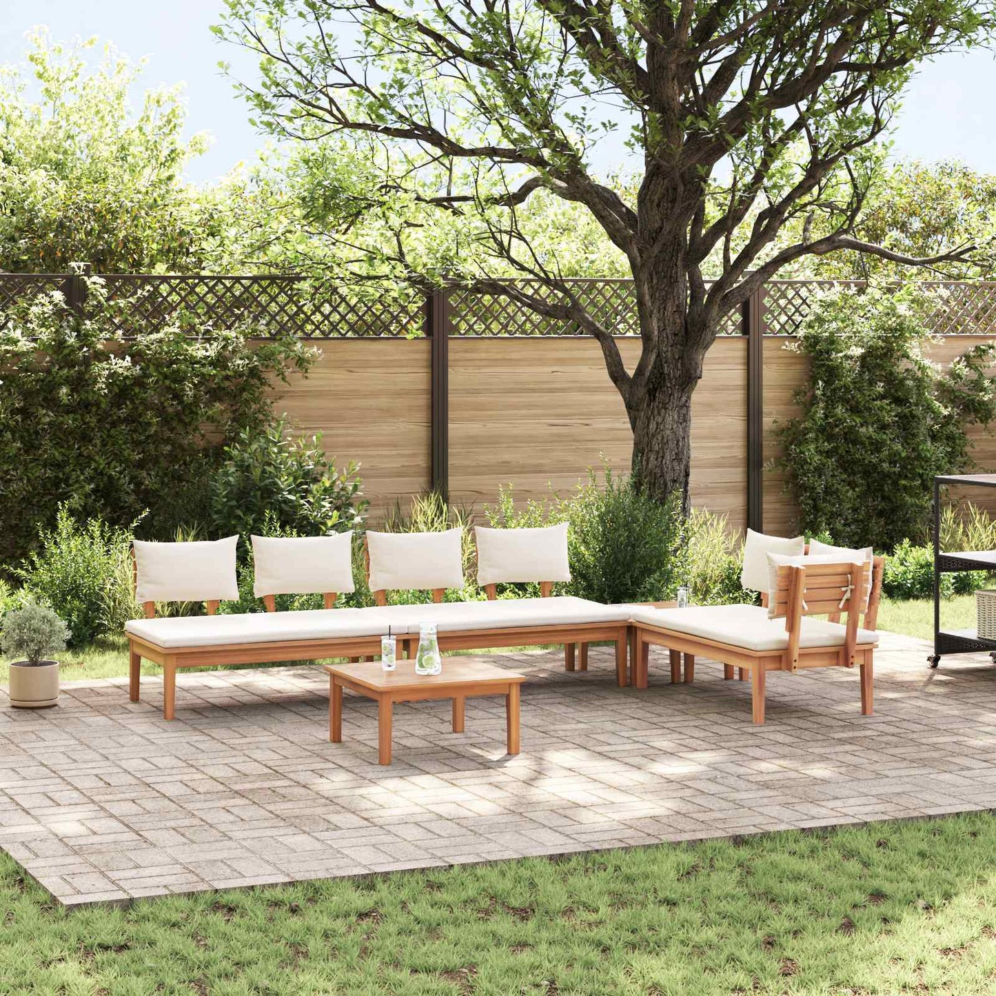 vidaXL Gartensofa-set 5 pcs Braun und Creme