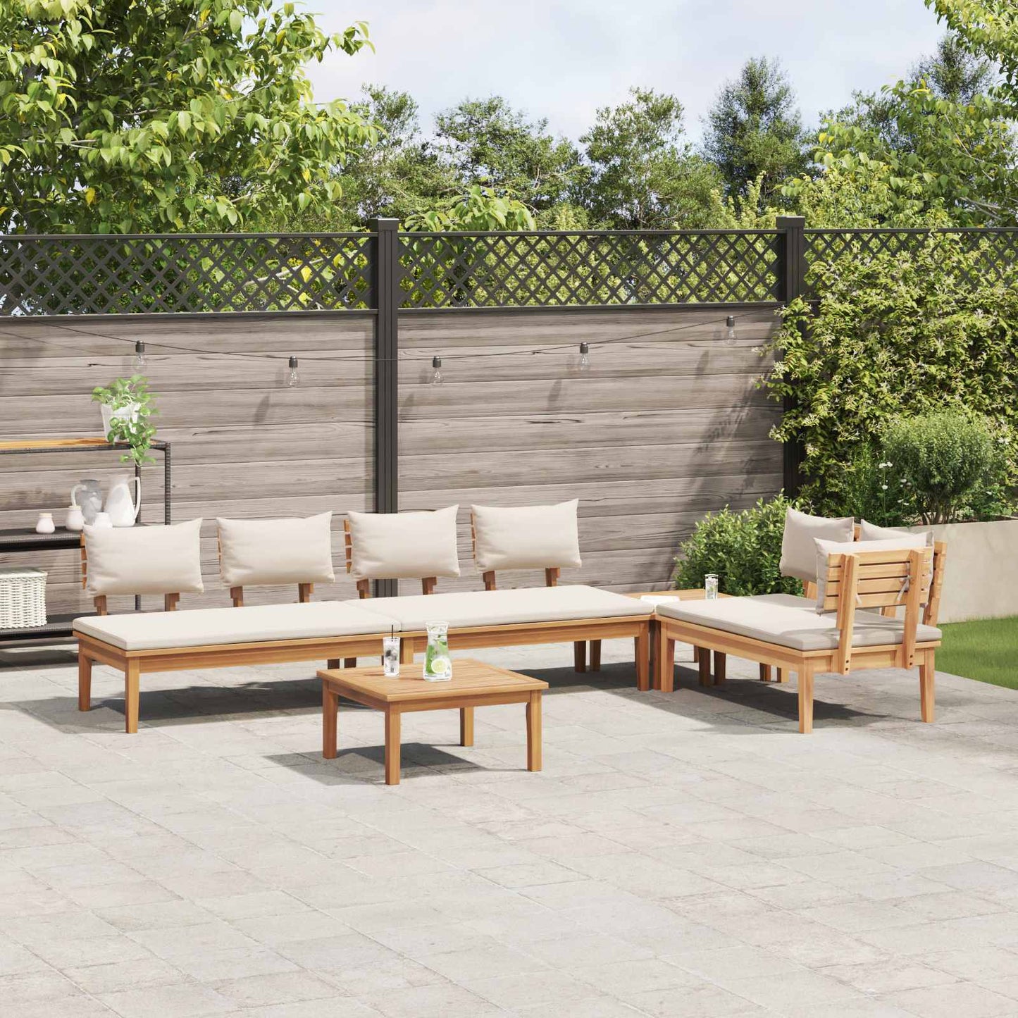 vidaXL Gartensofa-set 5 pcs Braun und Creme