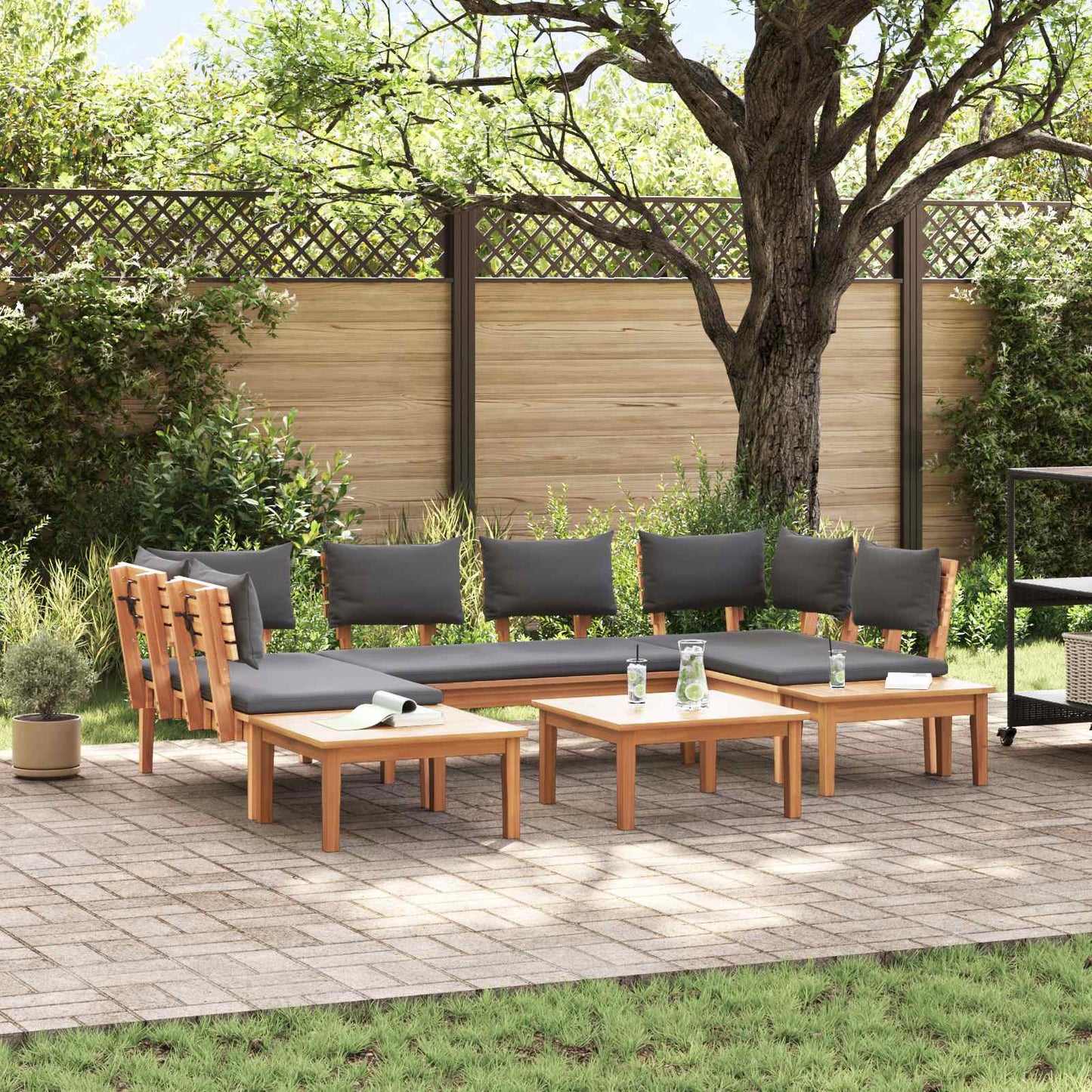 vidaXL Gartensofa-set 4 pcs Braun und Grau