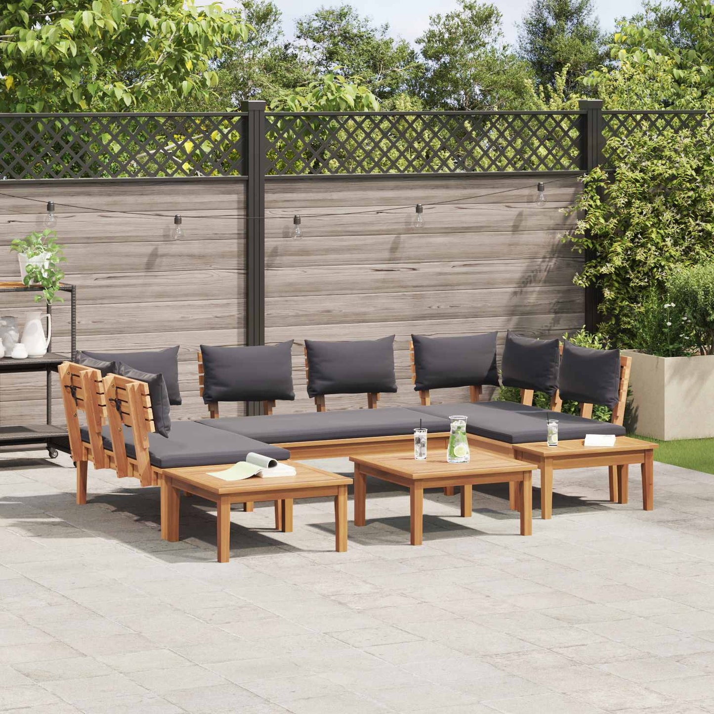 vidaXL Gartensofa-set 4 pcs Braun und Grau