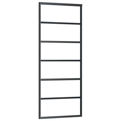 Schiebetür mit Beschlag Schwarz 76x205 cm ESG-Glas