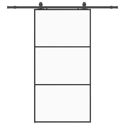 Schiebetür mit Beschlag Schwarz 102x205 cm ESG-Glas