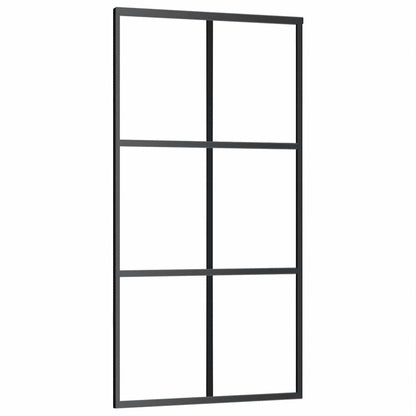 Schiebetür mit Beschlag Schwarz 102x205 cm ESG-Glas
