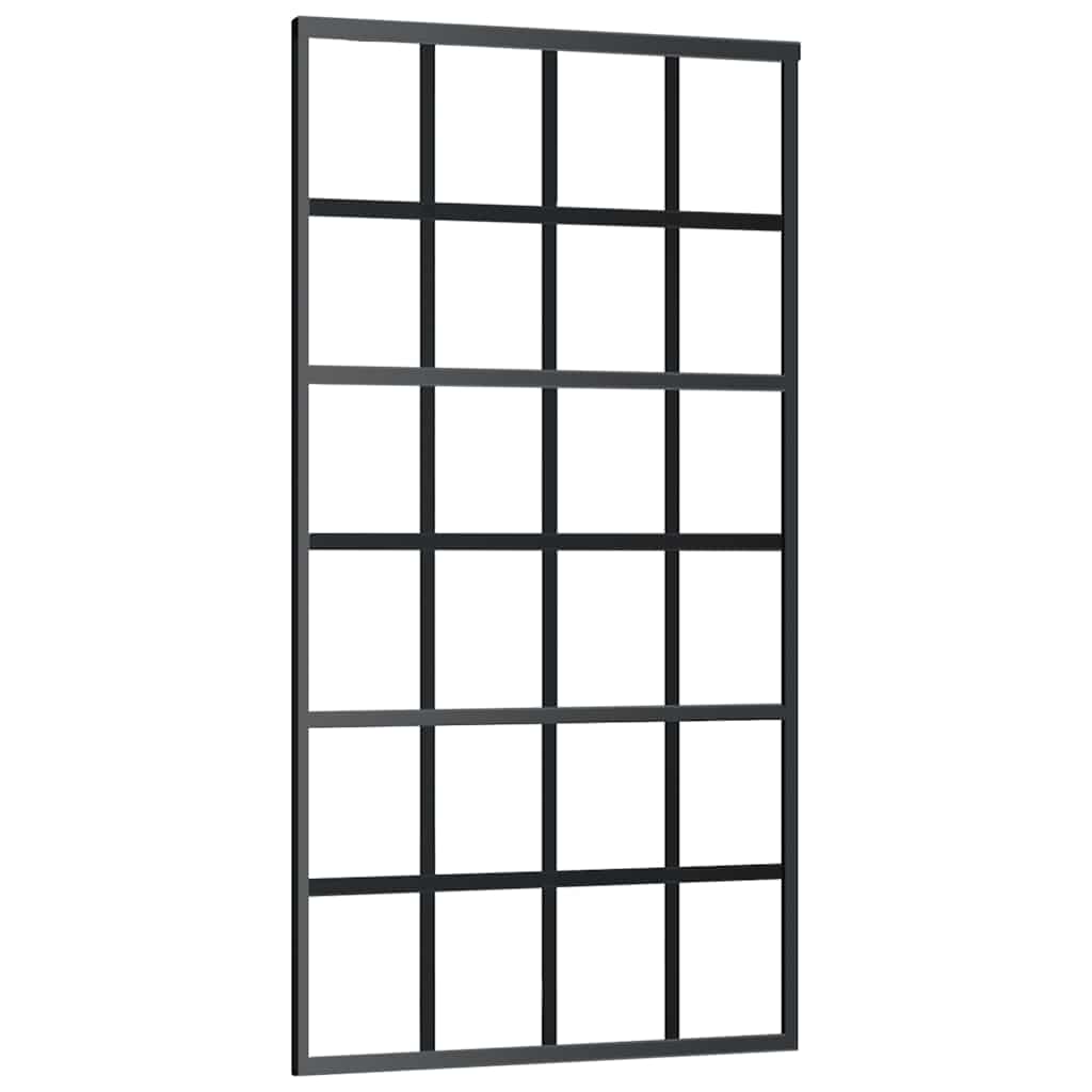 Schiebetür mit Beschlag Schwarz 102x205 cm ESG-Glas