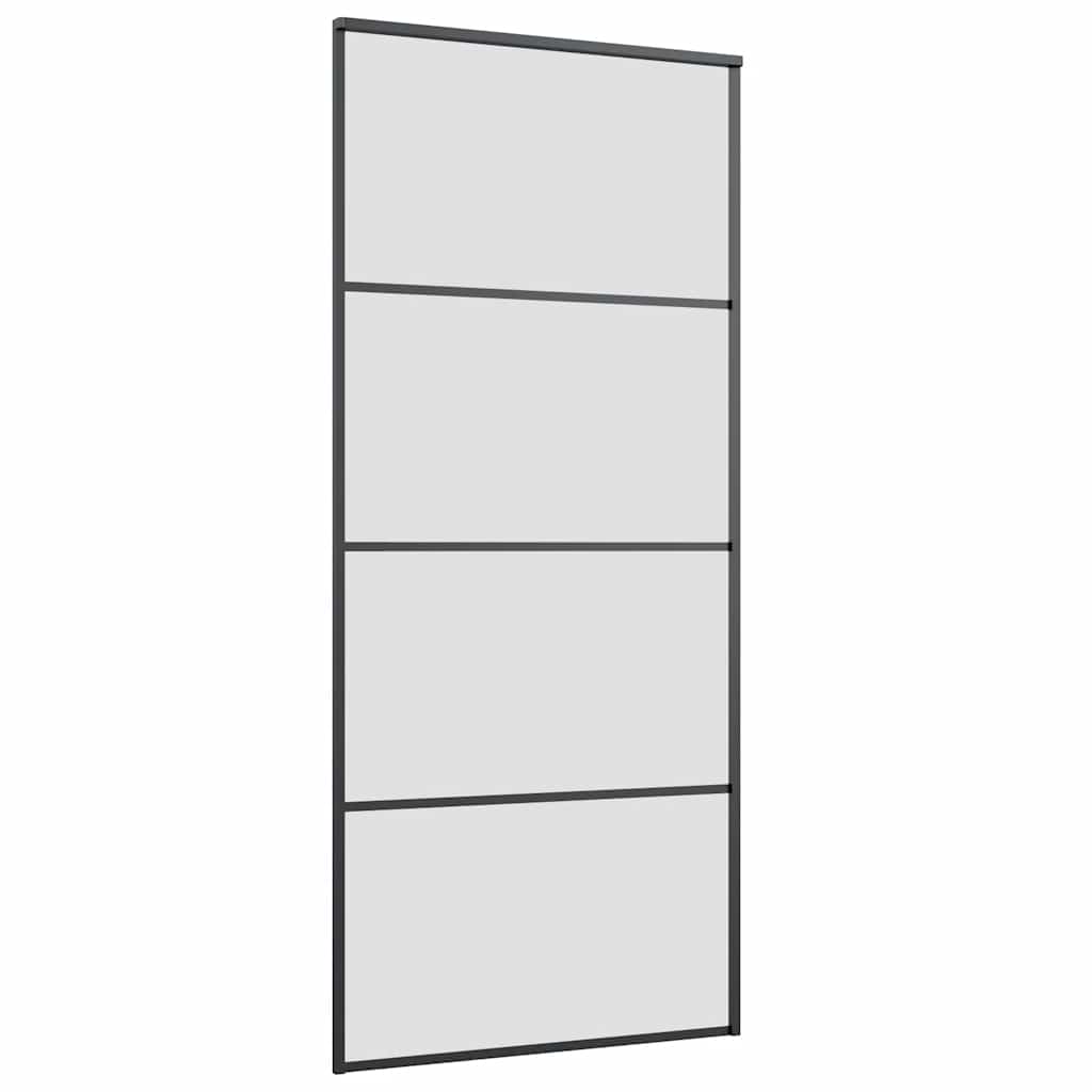 Schiebetür mit Beschlag Schwarz 90x205 cm ESG-Glas