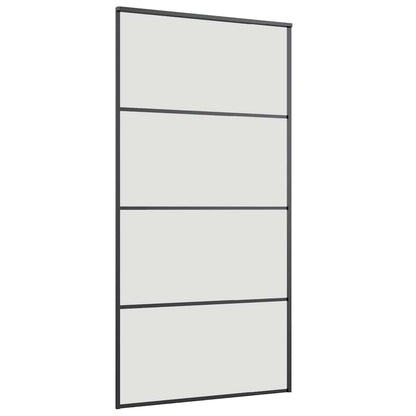 Schiebetür mit Beschlag Schwarz 102,5x205 cm ESG-Glas