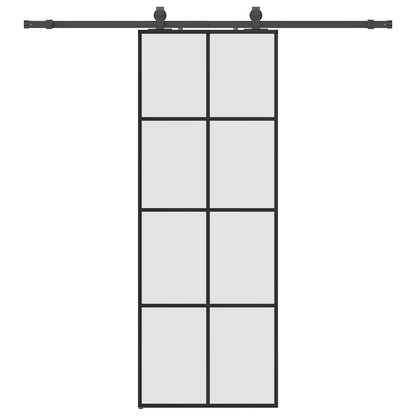 Schiebetür mit Beschlag Schwarz 76x205 cm ESG-Glas