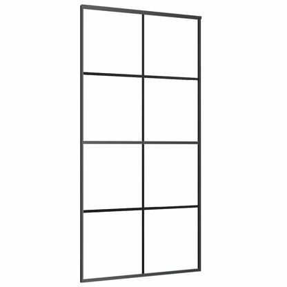 Schiebetür mit Beschlag Schwarz 102,5x205 cm ESG-Glas