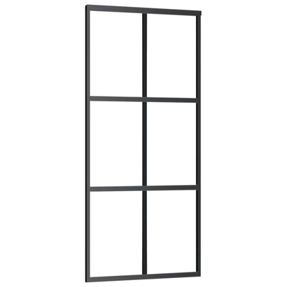 Schiebetür mit Beschlag Schwarz 90x205 cm ESG-Glas