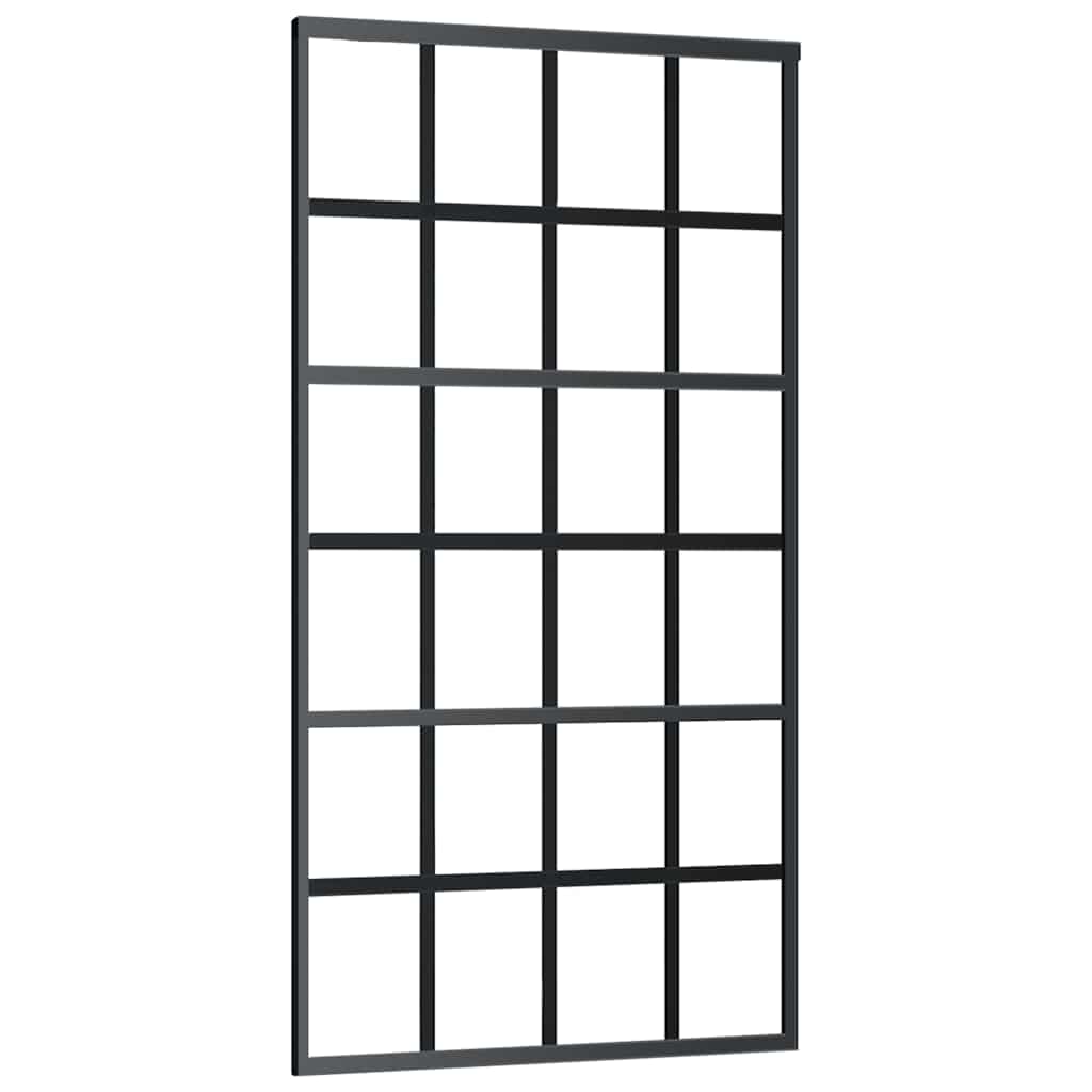 Schiebetür mit Beschlag Schwarz 102x205 cm ESG-Glas