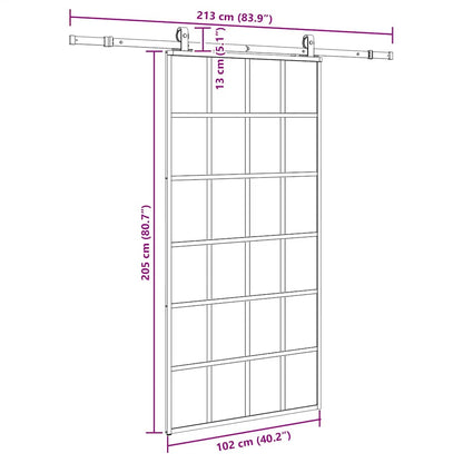 Schiebetür mit Beschlag Schwarz 102x205 cm ESG-Glas