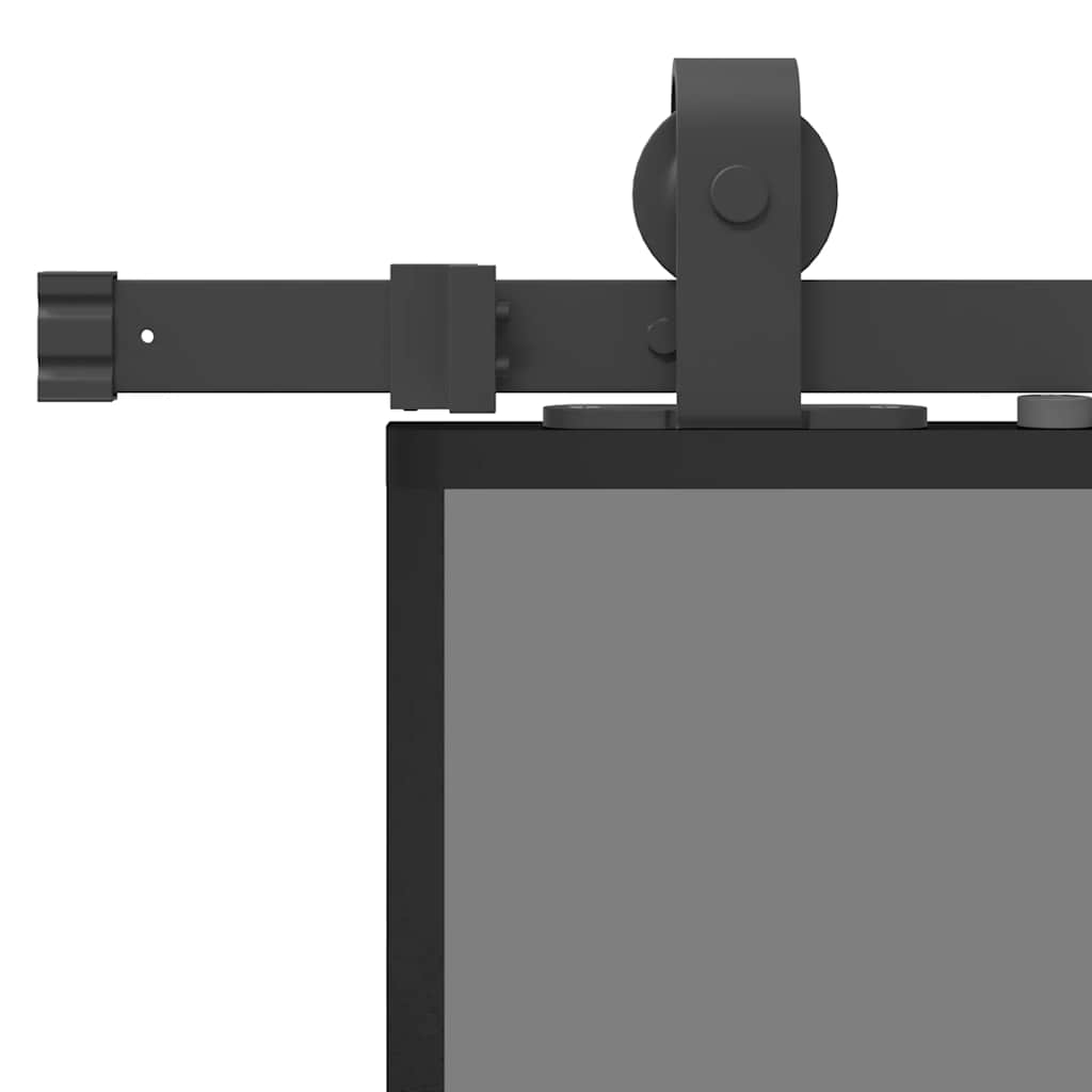 Schiebetür mit Beschlag Schwarz 90x205 cm Hartglas