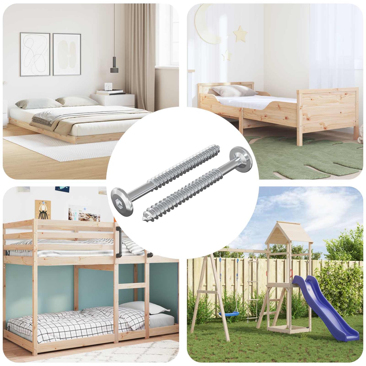 Holzschrauben 2 pcs Silber M6 x 70 mm Stahl