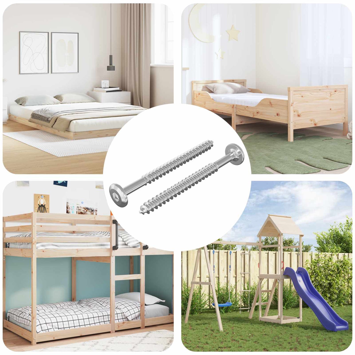 Holzschrauben 2 pcs Silber M6 x 70 mm Stahl