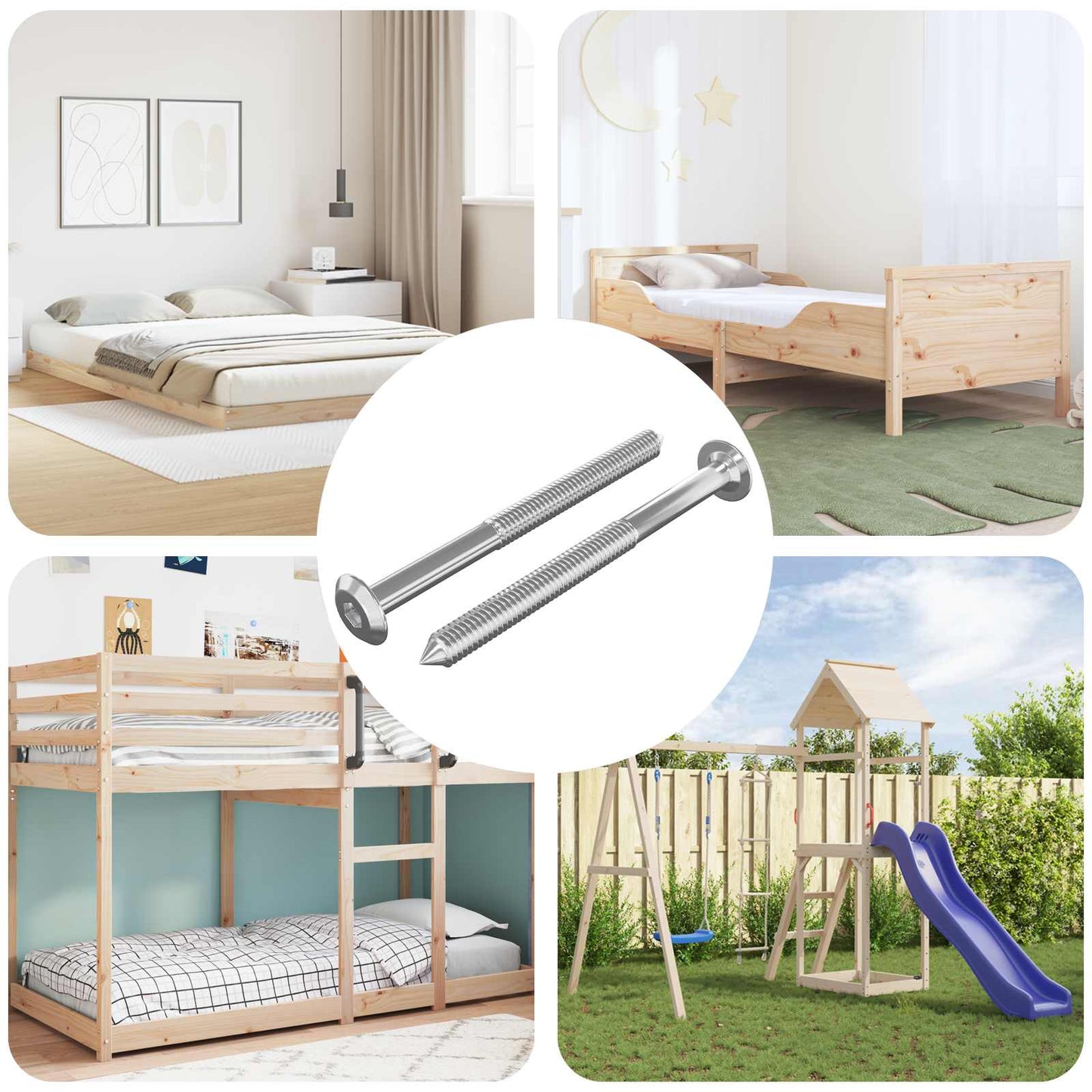 Möbel-Schrauben 2 pcs Silber M6 x 70 mm Stahl