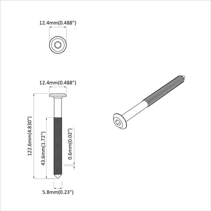 Schraube 12 pcs Silber M6 x 120 mm Stahl