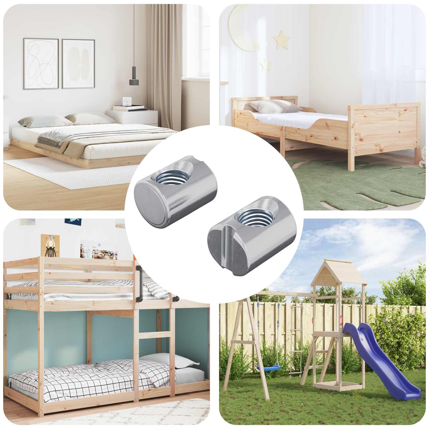 Zylindermuttern 2 pcs Silber M6 x 13 mm Metall