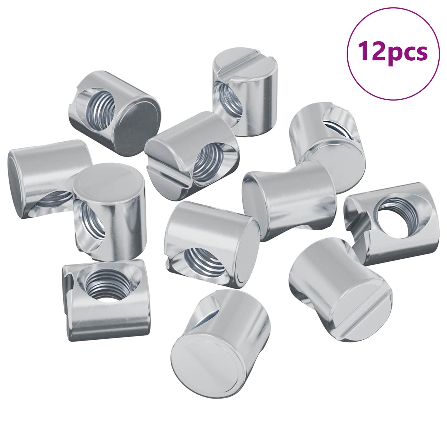 Zylindermuttern 12 pcs Silber M6 x 12 mm Metall