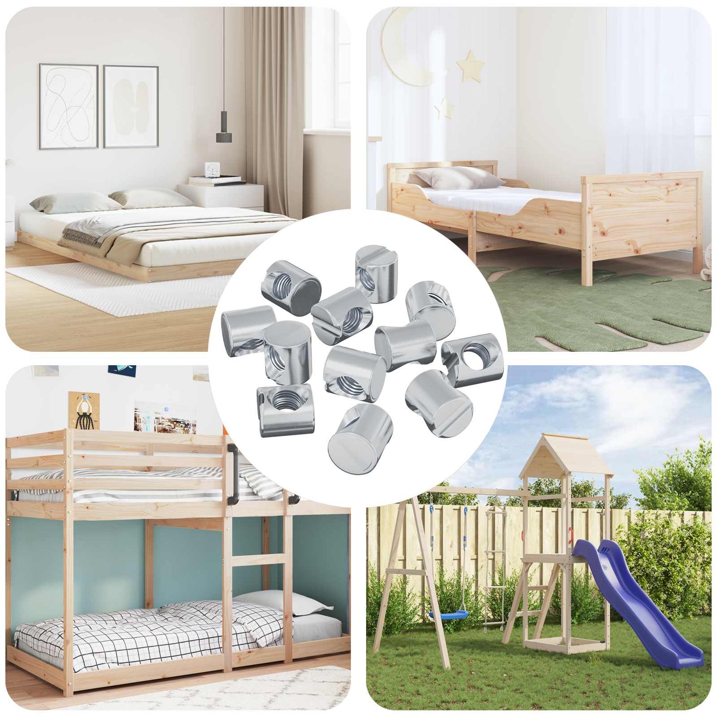 Zylindermuttern 4500 pcs Silber M6 x 12 mm Metall