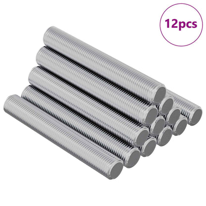 Gewindestange 12 pcs Silber 8 x 55 mm Stahl