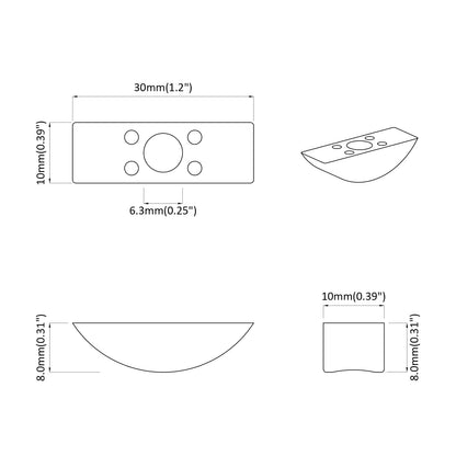 Halbmond-Unterlegscheibe 2 pcs Weiß M6 Polypropylen