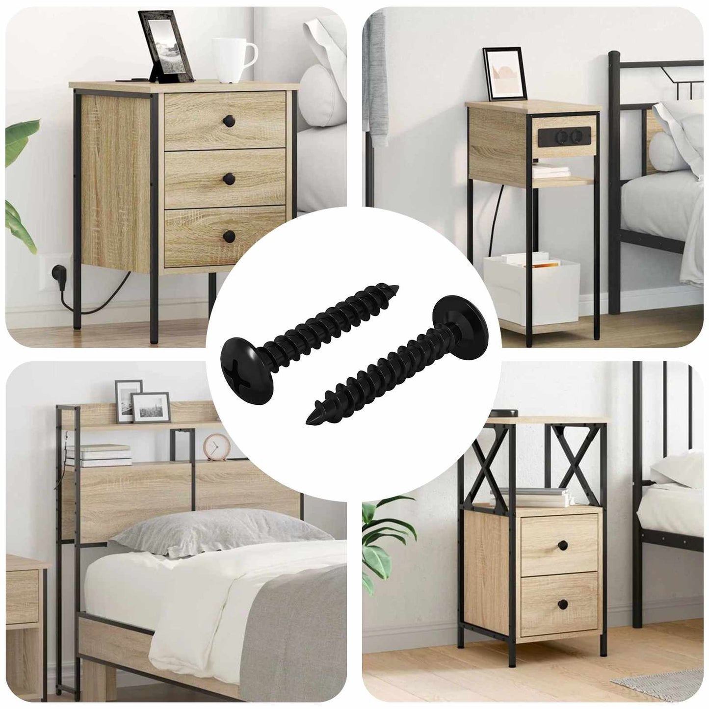 Selbstschneidender Nagel 2 pcs Schwarz 4 x 25 mm Stahl