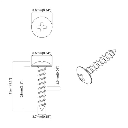 Gewindeschneider Nagel 12 pcs Schwarz M4 x 28 mm Stahl