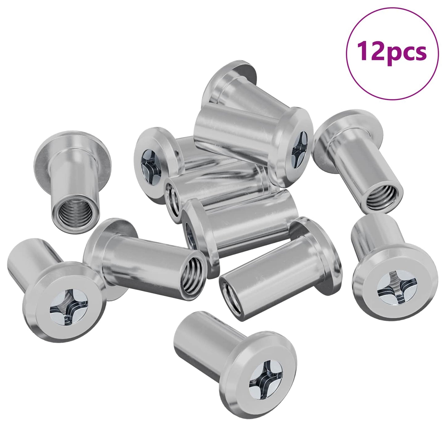 Sicherungsmutter 12 pcs Silber M6 x 15 mm Stahl