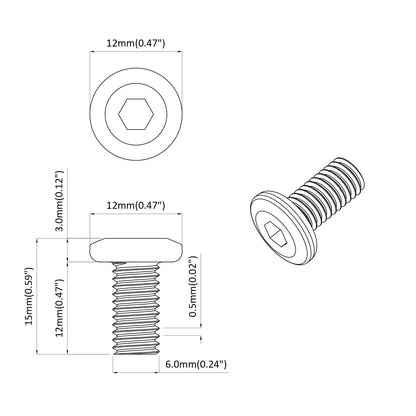 Schraube mit Sperre Uni 12 pcs Silber M6 x 12 mm Stahl