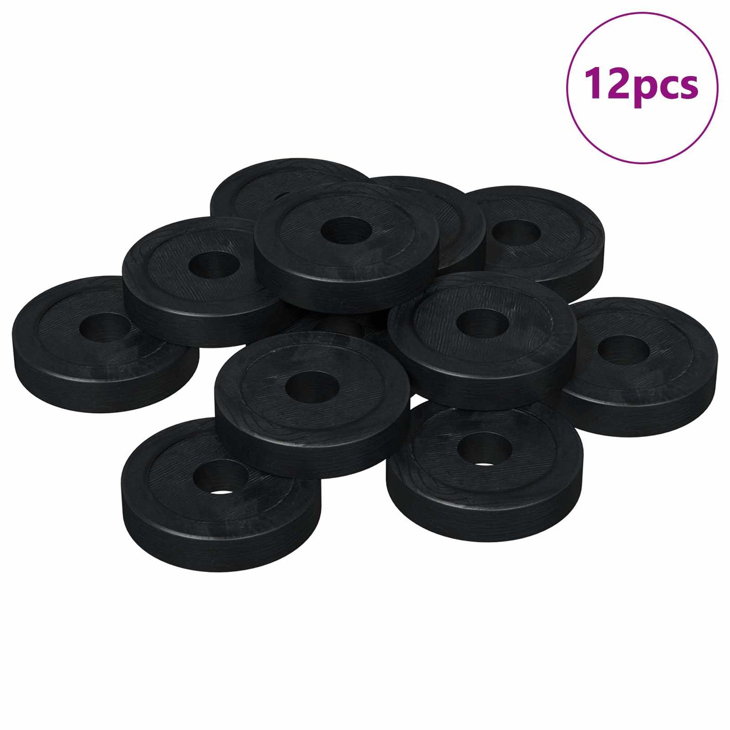 geeignet für Flachscheiben 12 pcs Schwarz ∅15 x 3 mm