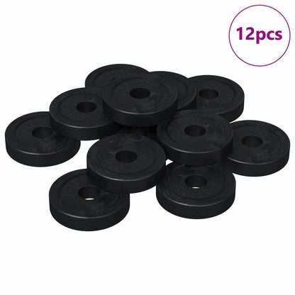 geeignet für Flachscheiben 12 pcs Schwarz ∅15 x 3 mm