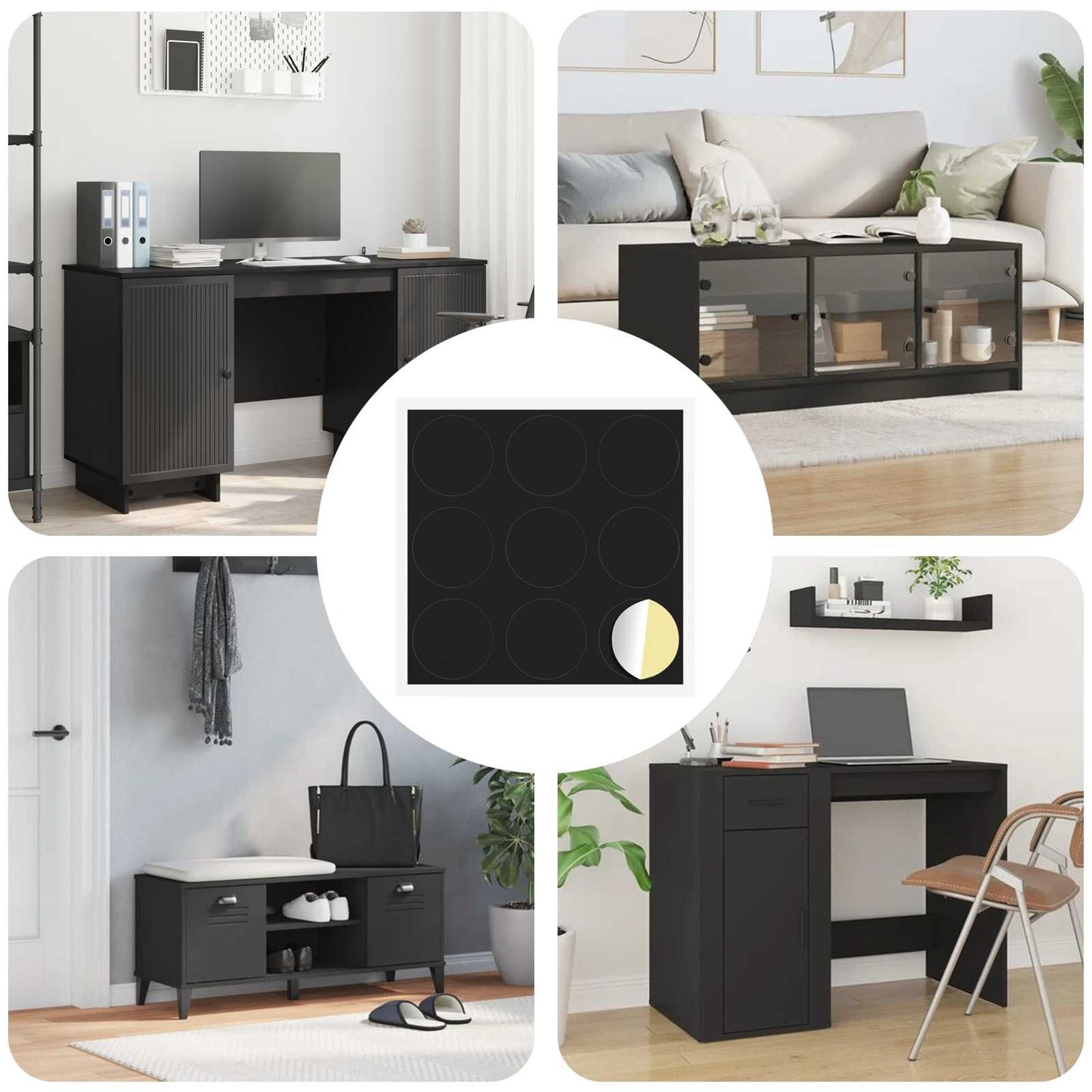 Selbstklebende Schraubenabdeckung 12 pcs Schwarz Ø 20 x 0,5 mm