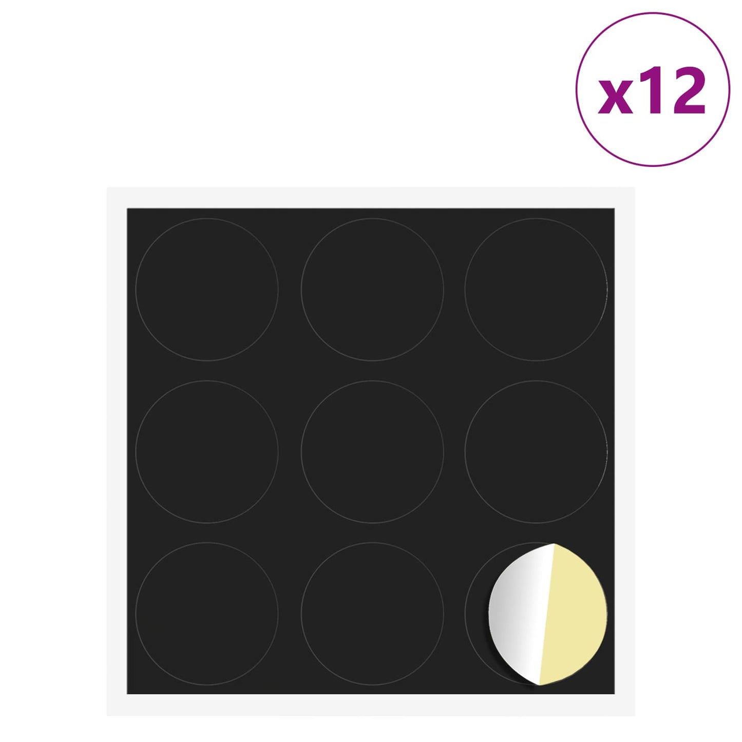 Selbstklebende Schraubenabdeckung 12 pcs Schwarz Ø 20 x 0,5 mm