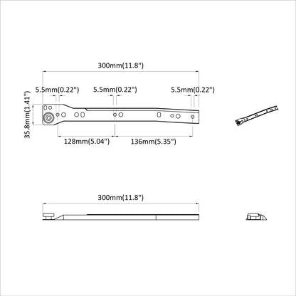 Schubladenschiene 2 pcs Weiß 300 mm Stahl