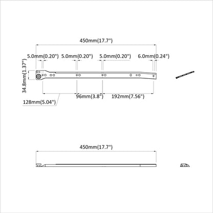 Schubladenschiene 2 pcs Weiß 450 mm Stahl