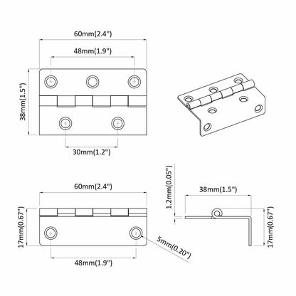Scharnier 537 pcs Schwarz 38 x 17 x 60 mm Eisen
