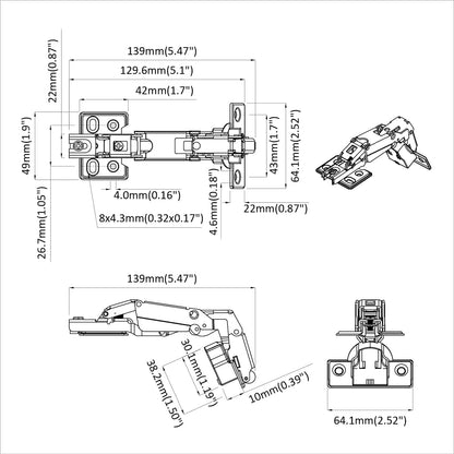 Scharnier 12 pcs Nickel 139 x 64,1 x 10 mm Eisen