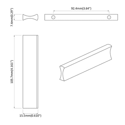 Griff Uni 2 pcs Silber 105,7 x 7,4 x 15,5 mm Aluminium