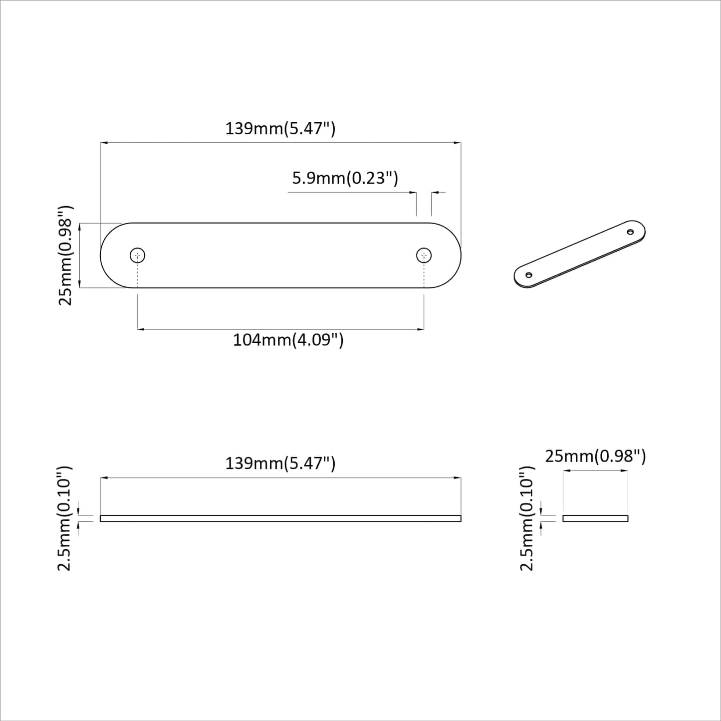 Schrankgriffe 12 pcs Braun 140 x 25 x 2,3 mm PU