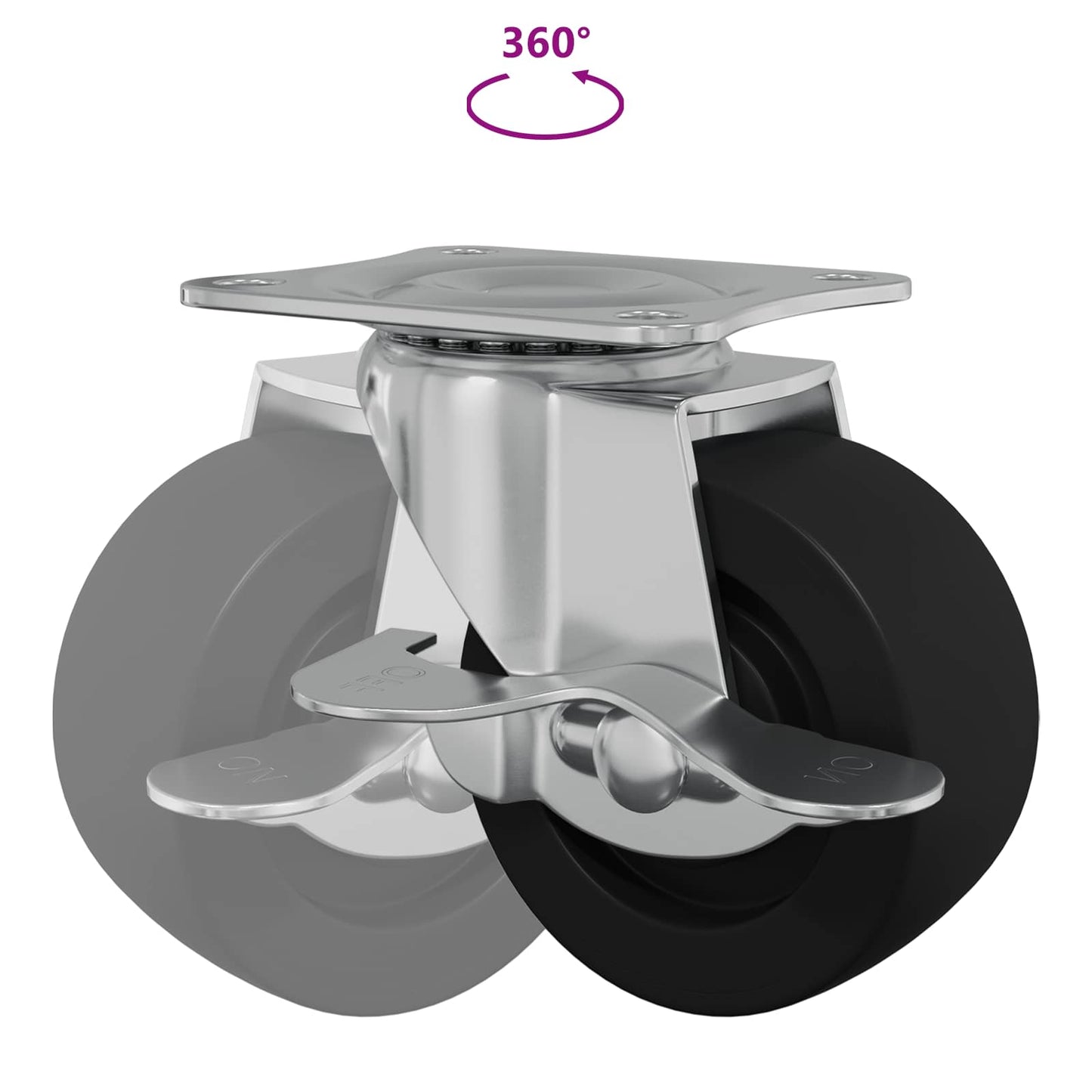 Bockrolle 12 pcs Schwarz und Silber 50,7 x 50,7 x 24,4 mm