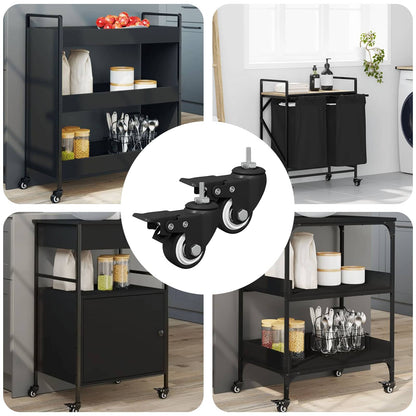 Rollen 2 pcs Schwarz M6 x 37 mm Eisen und Nylon