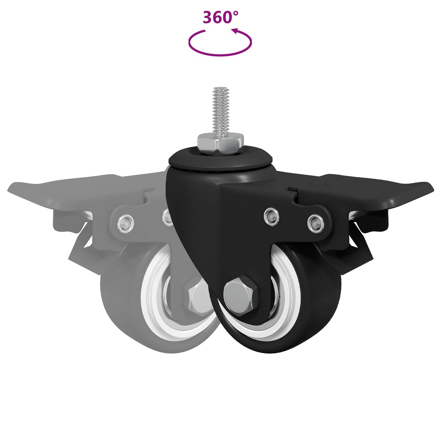 Rollen 12 pcs Schwarz M6 x 37 mm Eisen und Nylon