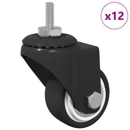 Drehrolle 12 pcs Schwarz 40,4 x 40,4 x 19,7 mm Eisen und Nylon