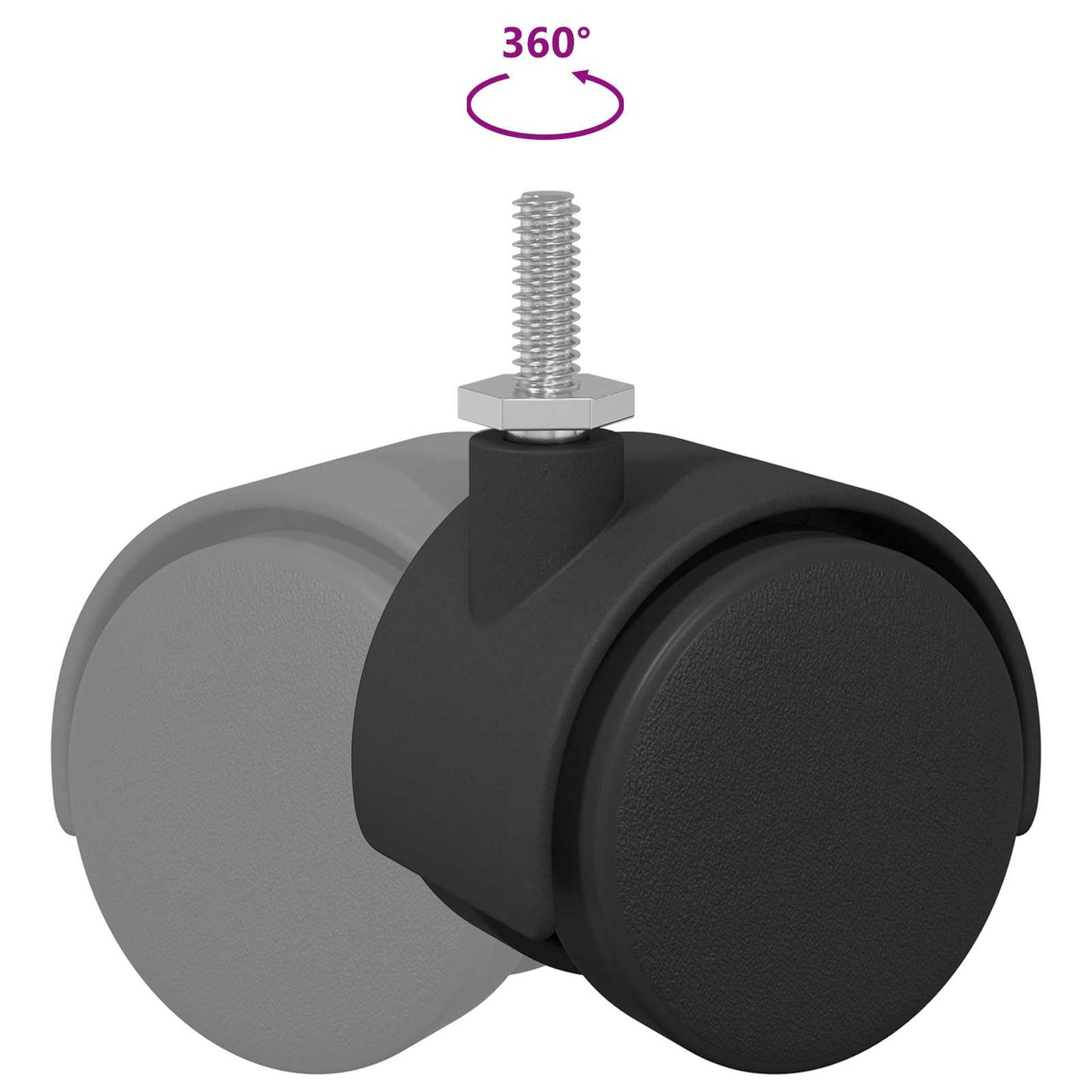 Bockrolle 2 pcs Schwarz und Silber 40,1 x 40,1 x 37,8 mm