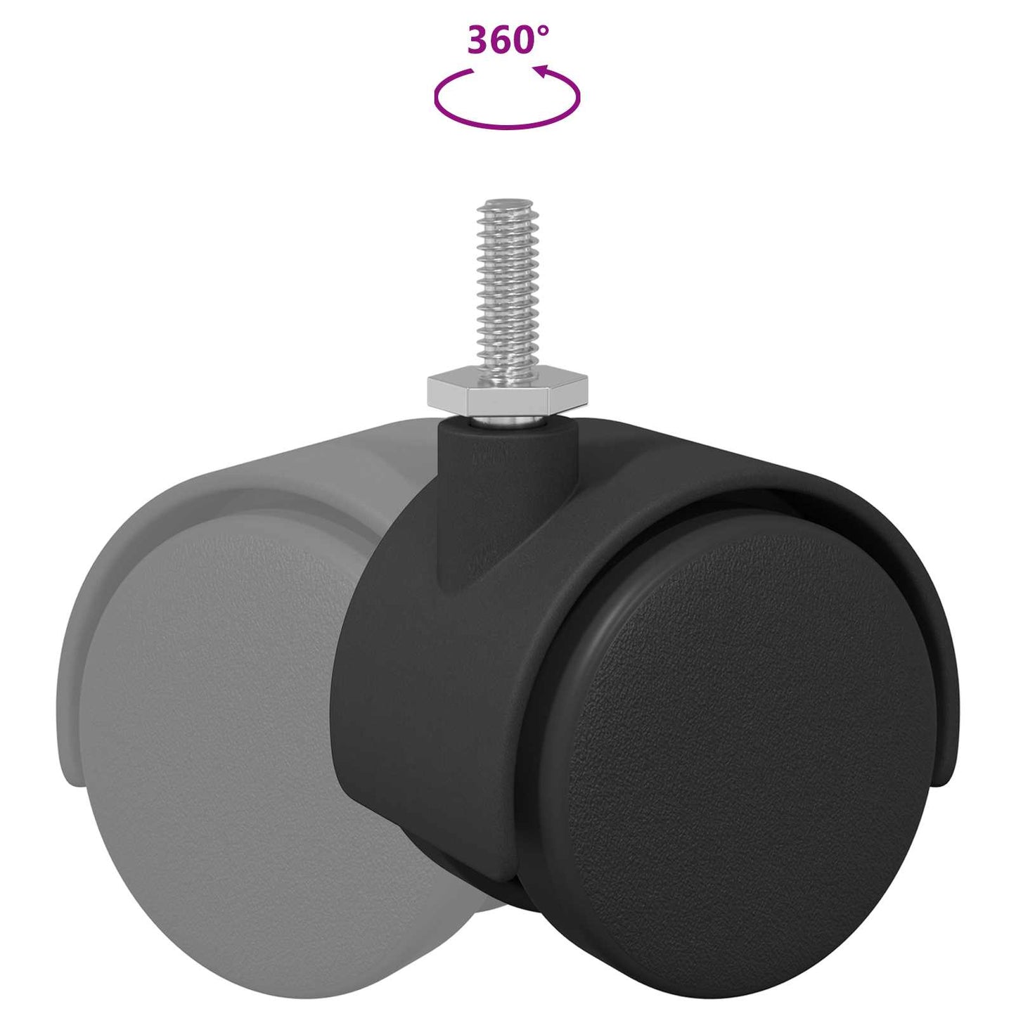 Rollen 2 pcs Schwarz 40,1 x 37,8 mm PP und Eisen