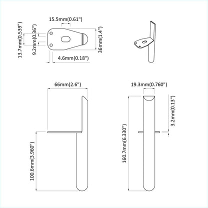 Möbelbeine 2 pcs Schwarz 66 x 36 x 160 mm Eisen