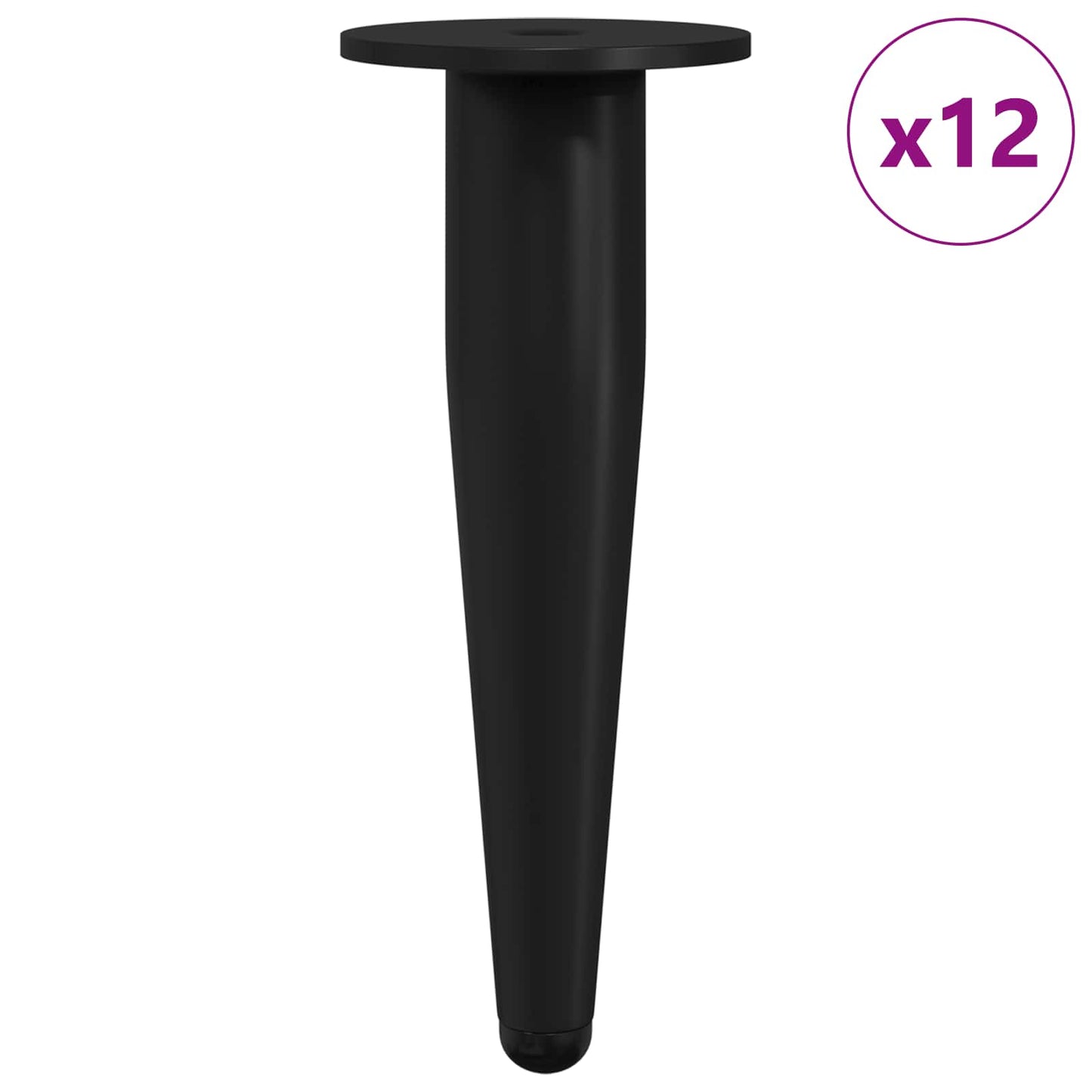 Möbelbeine 12 pcs Schwarz Ø 40 x 98 mm Eisen