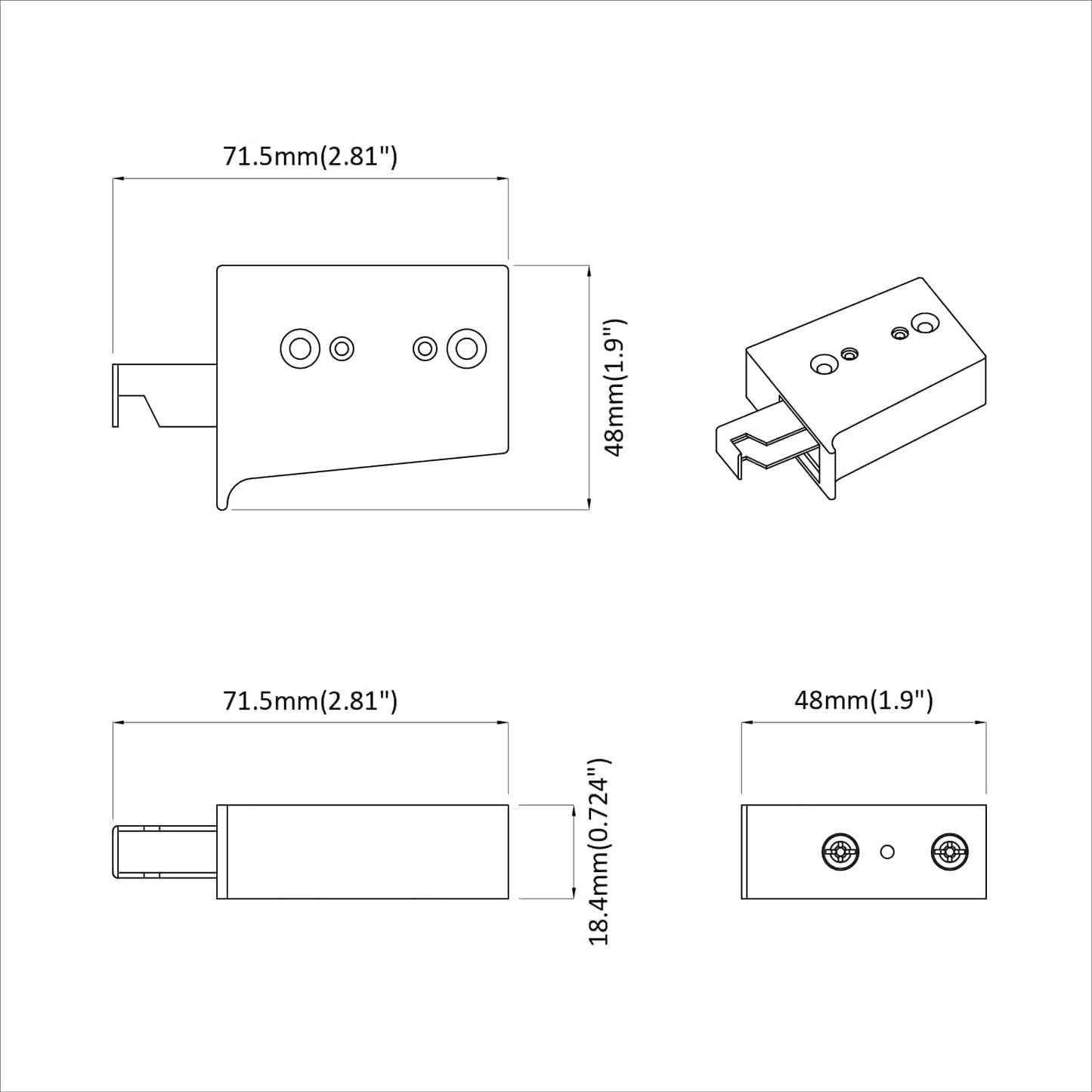 Schrankhängemontagebügel 261 pcs Weiß 70 x 48 x 19 mm