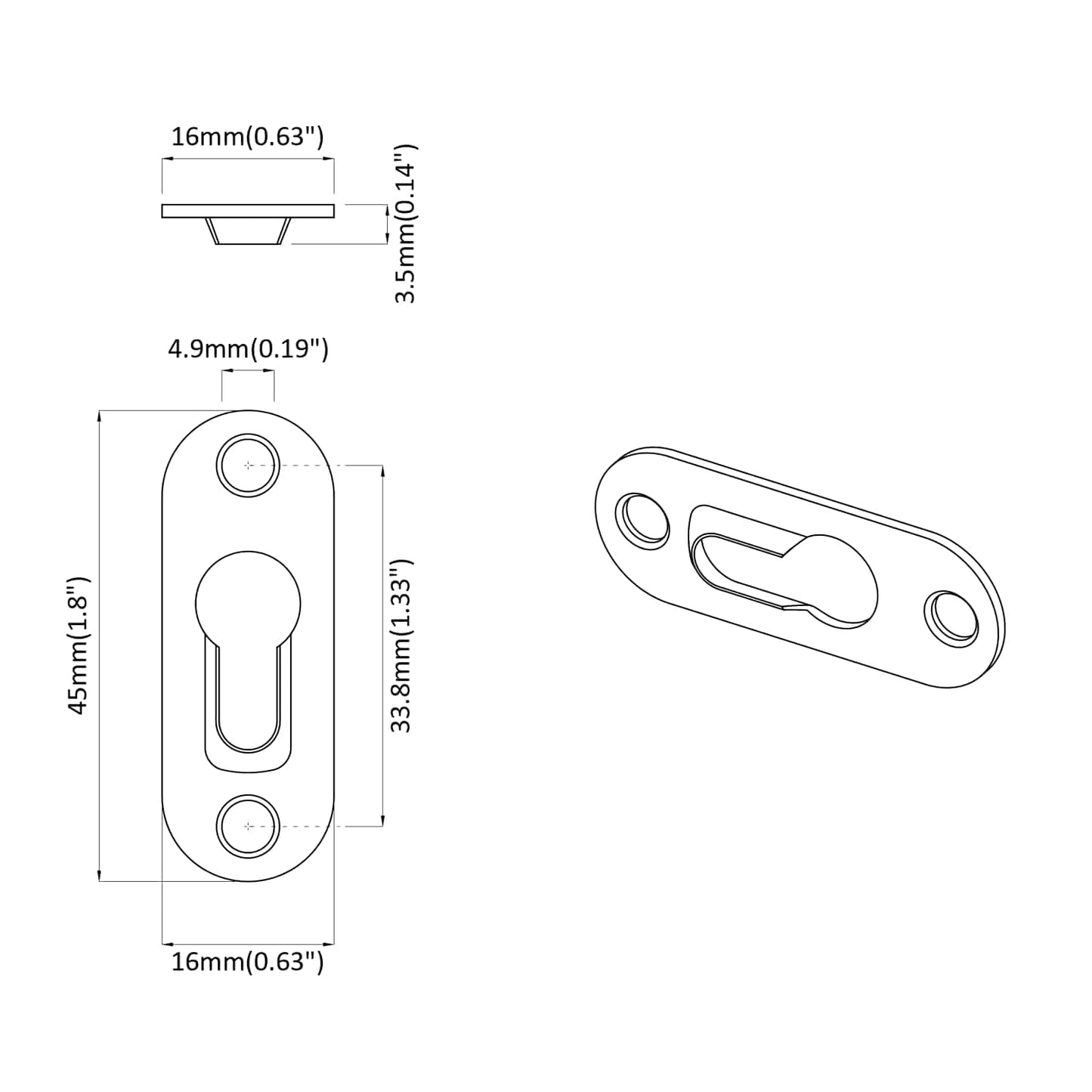 Schlüsselloch-Hänger 3673 pcs Silber 45 x 16 x 3.5 mm Eisen